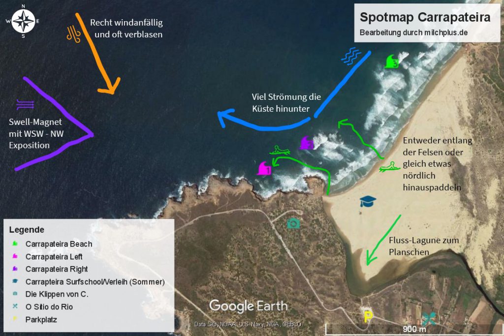 Surfen an der Algarve: Spotmap von Carrapateira