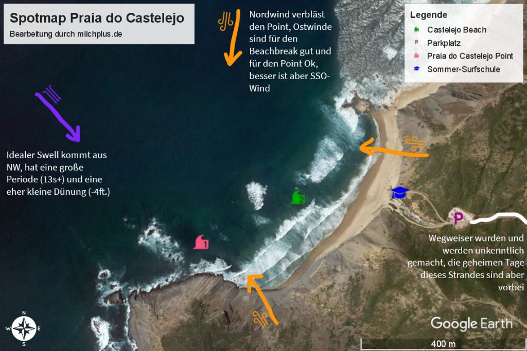 Surfen an der Algarve: Spotmap Praia do Castelejo