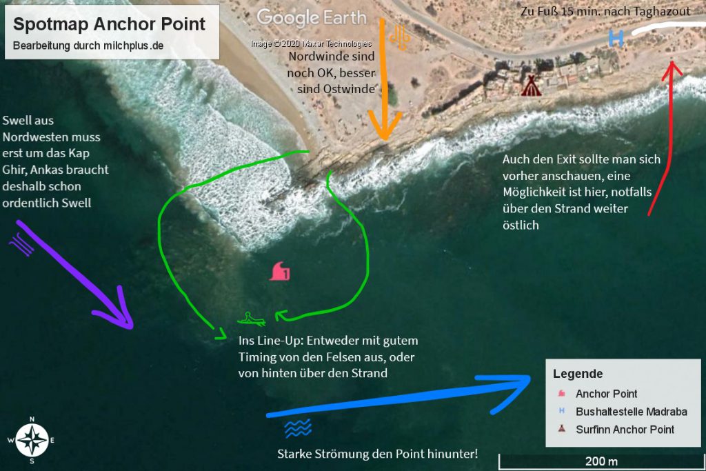 Surfen in Taghazout: Spotmap von Anchor Point
