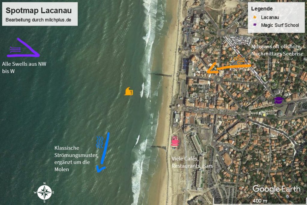 Surfen in Frankreich: Spotmap von Lacanau