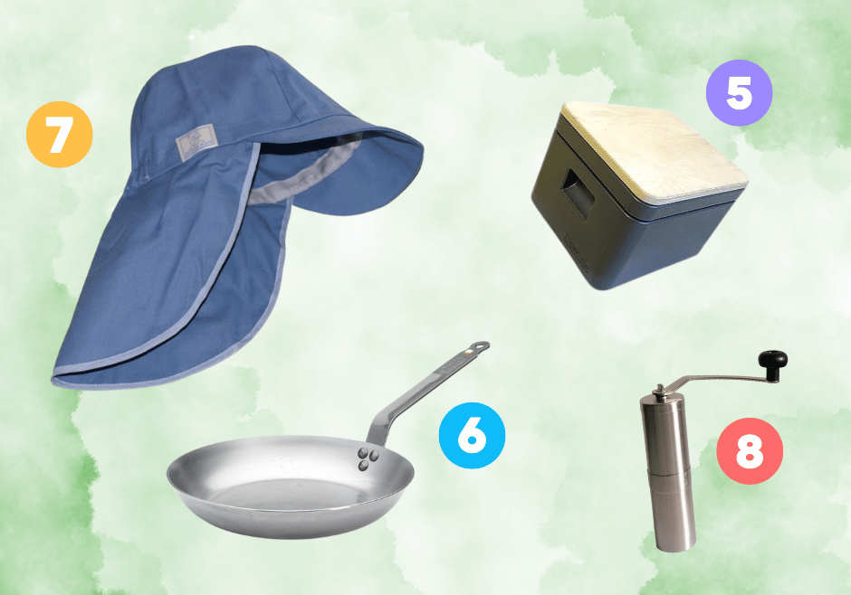 Die besten Camping Gadgets: Eine Collage mit unseren Plätzen 5 bis 8.