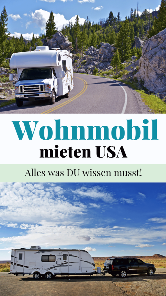 Wohnmobil mieten in den USA: Collage aus Wohnmobil und Wohnwagen