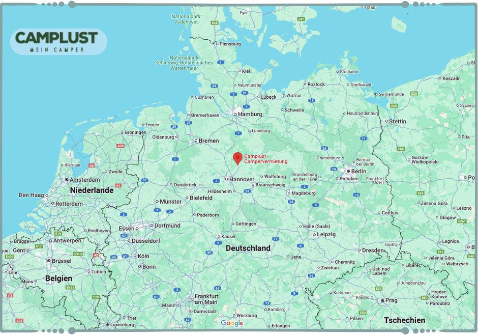 Camplust ist Test: Die Mietstation auf einer Karte