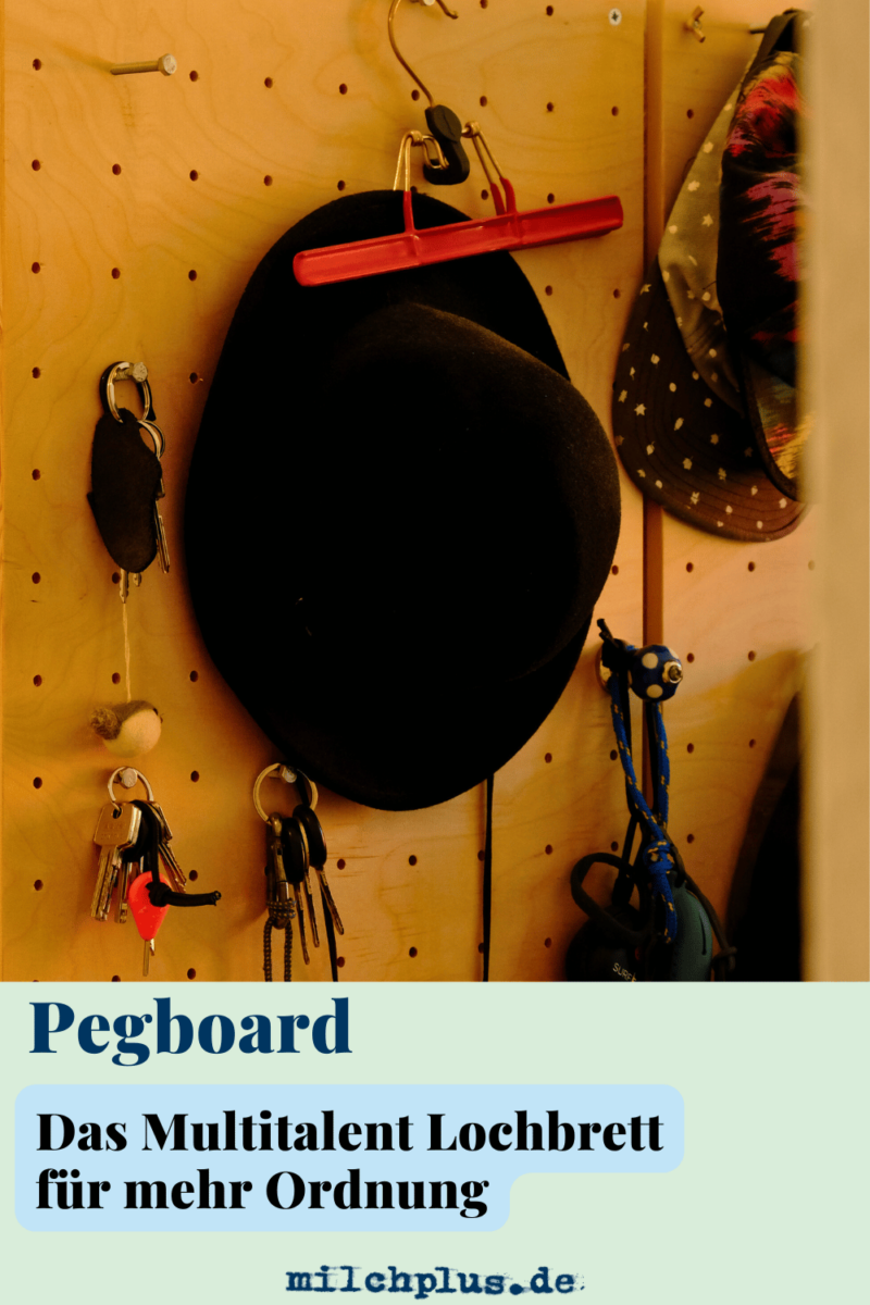 Generisch Pegboard Lochwand Aus Holz 50x40 Cm Mit Stauraumfach – Wandorganizer, Schlüsselbrett, Stecktafel Für Flur, Büro & Wohnzimmer (Weiß)