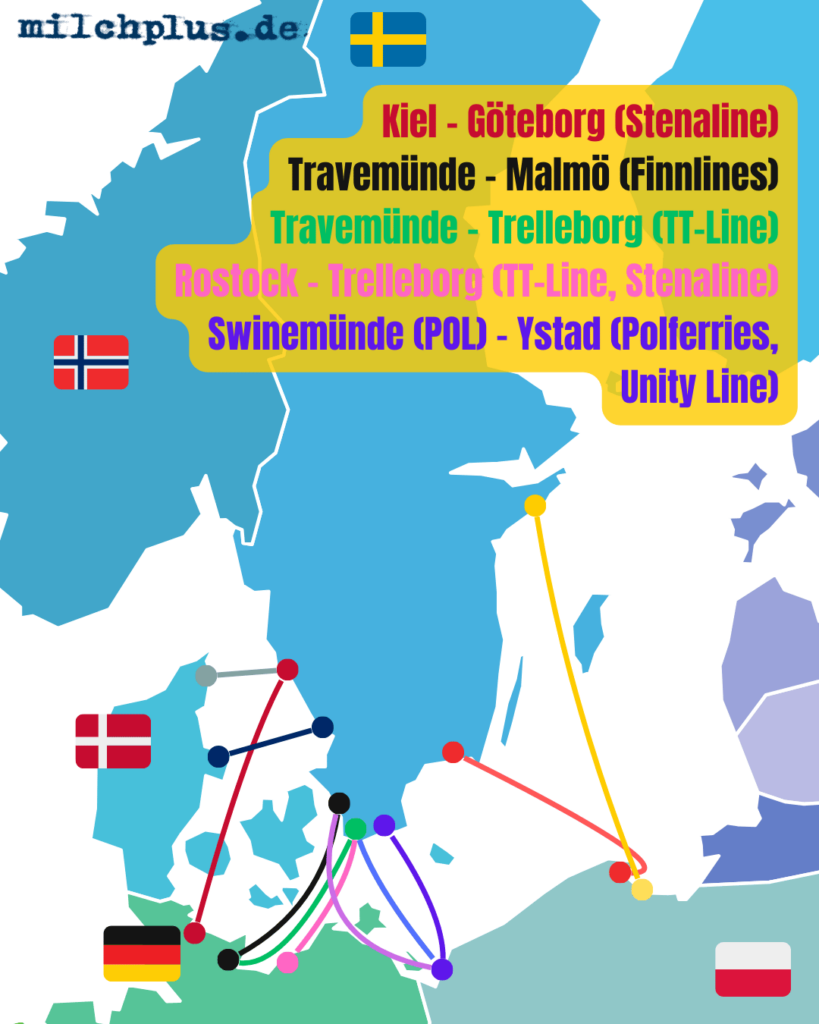 Mit Wohnmobil und Fähre nach Schweden: Alle Fähren in einer Grafik