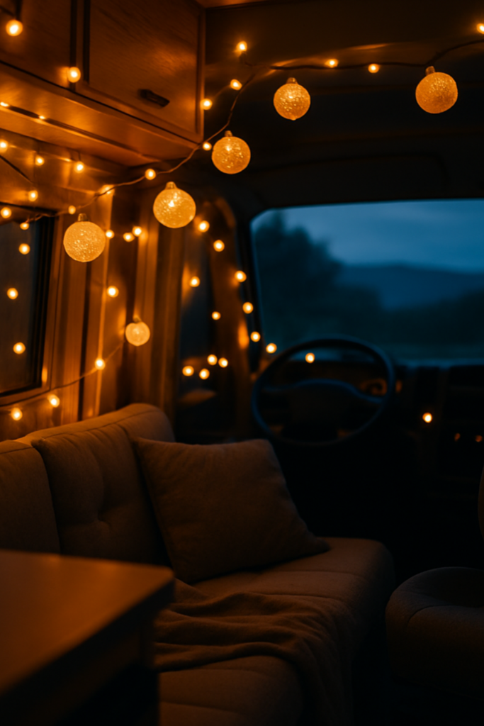 Wohnmobil innen pimpen: Lichterketten im Camper