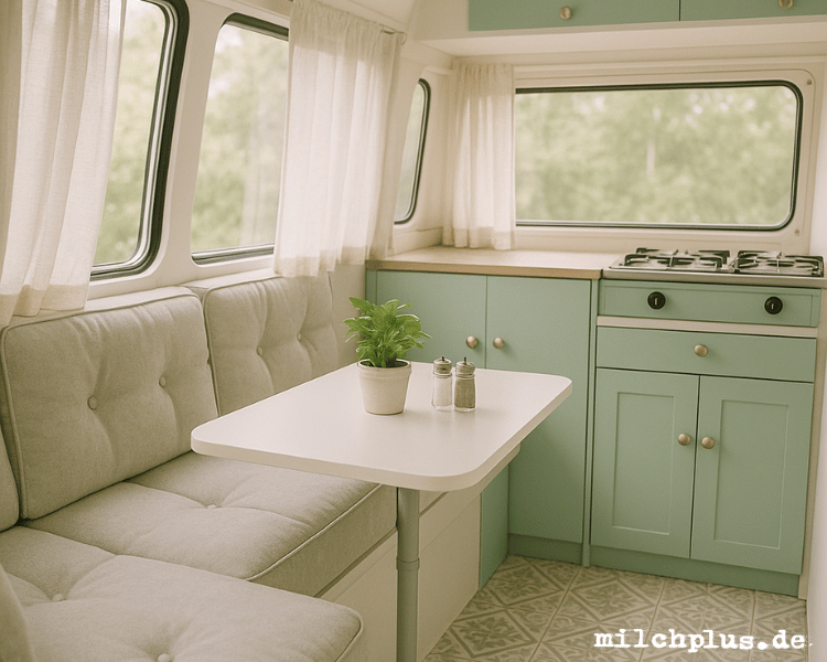 Wohnmobil innen pimpen: Frisch lackierte Möbel im Camper